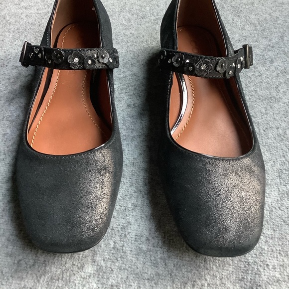 Coach Mary Jane Ballet Metallic Black Leather Flat, Size 6.5 NEW - Picture 5 of 7